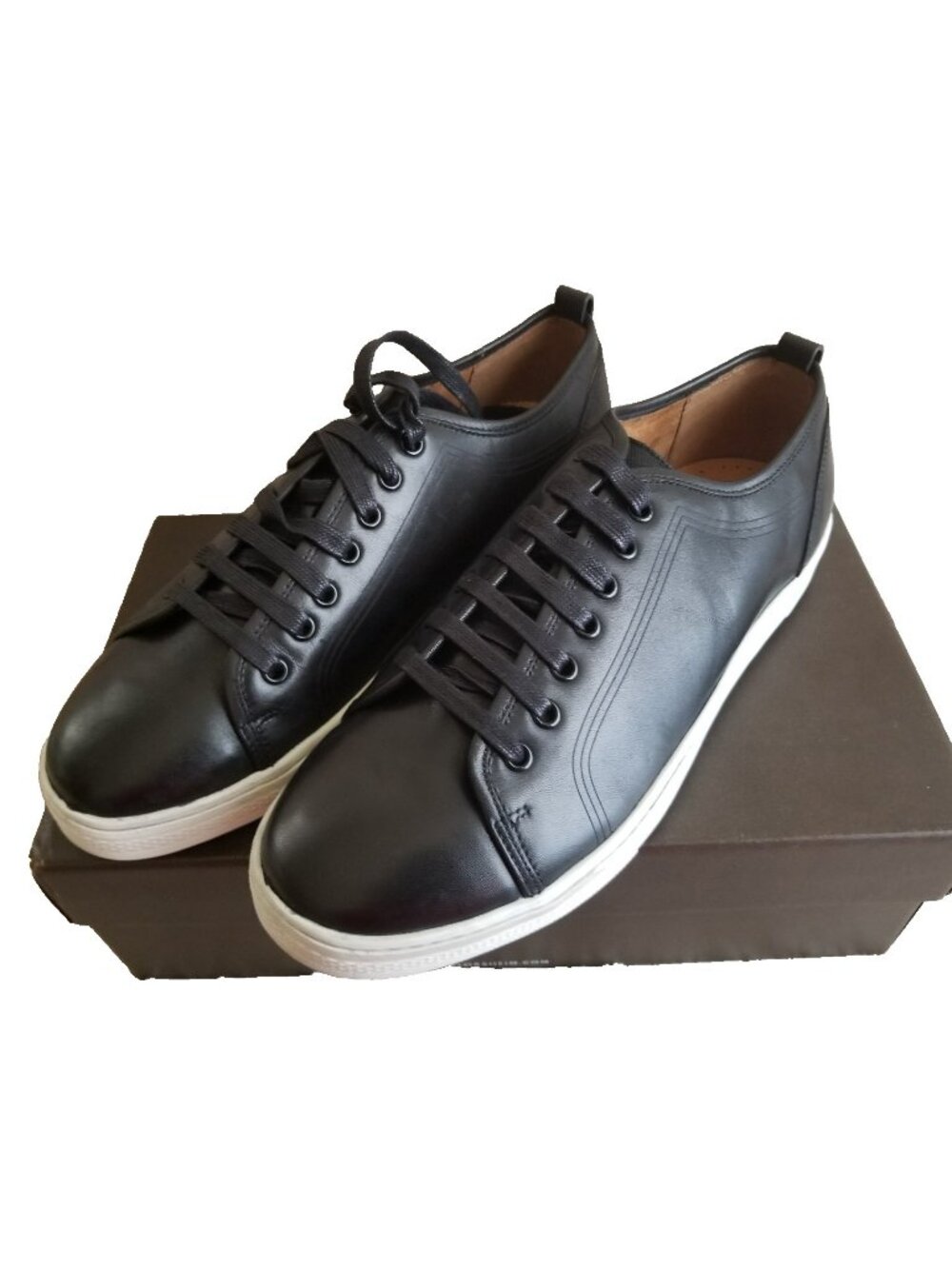 Florsheim Forward Lace Up Low Top Black and White Casual Leather Sneakers 10.5